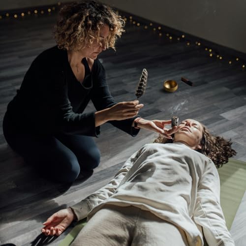 Tibetische Klangschalen Set Ø8cm, Klangschale klein für Yoga Meditation Entspannung, Hand gehämmert Messing Singing Bowl mit Holz Klöppel Klangschalenkissen Aufbewahrungsbeutel (Schwarz-Gold)