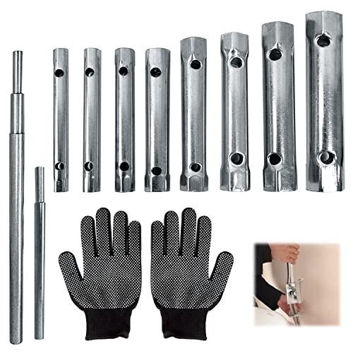 JReHuiG 10 piezas Llaves de Tubo, 6-22 mm Llave de Utilidad Multifuncional, Llave Fontaneros Utilidad Multifuncional, Llaves de Tubo Tamaños para Reparación Plomada Automotriz (10)
