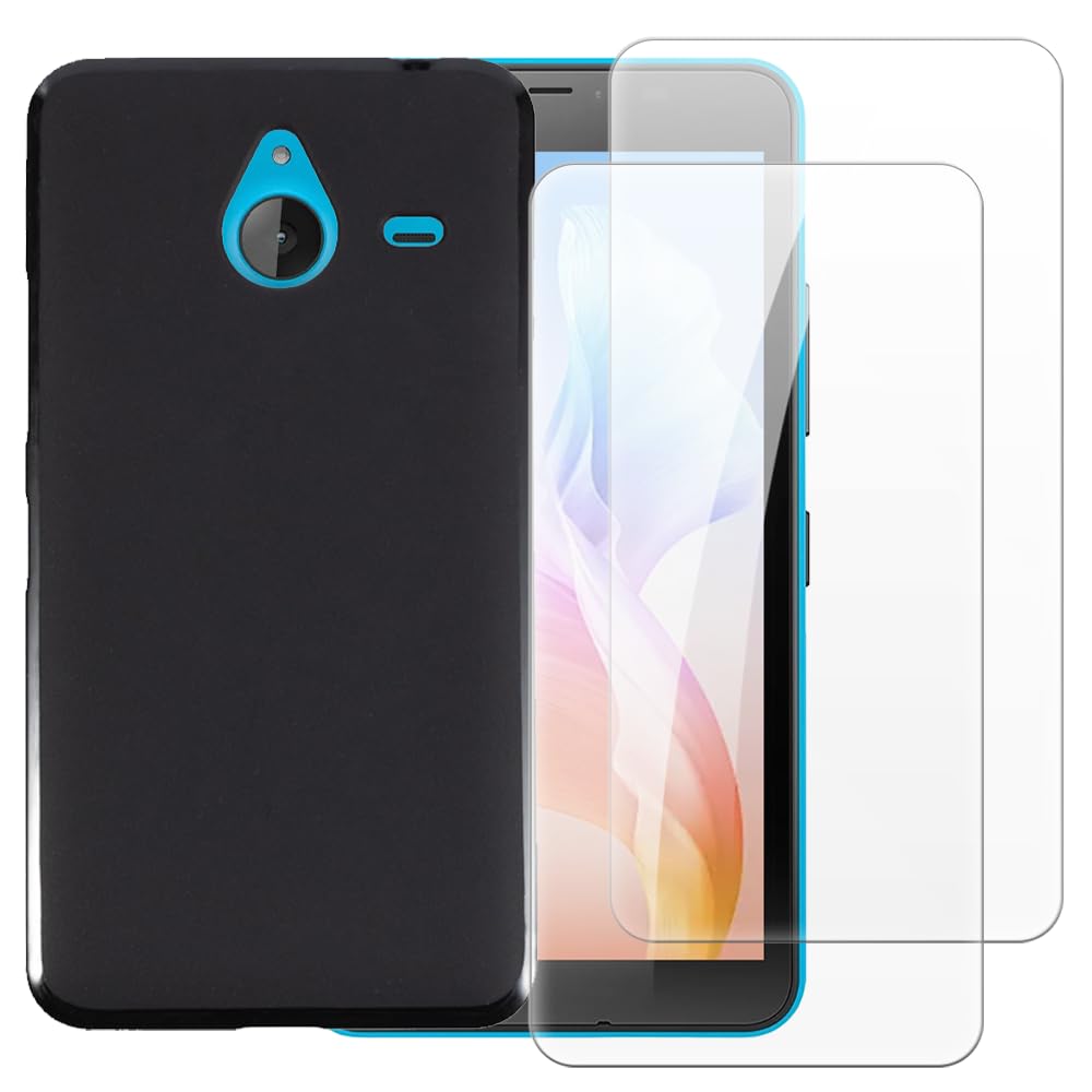 Case with 2 Pack Screen Protector Combo Compatible with Nokia Microsoft Lumia 640 XL, Shockproof Cover and Tempered Glass Set for Full Body Safety(Black)