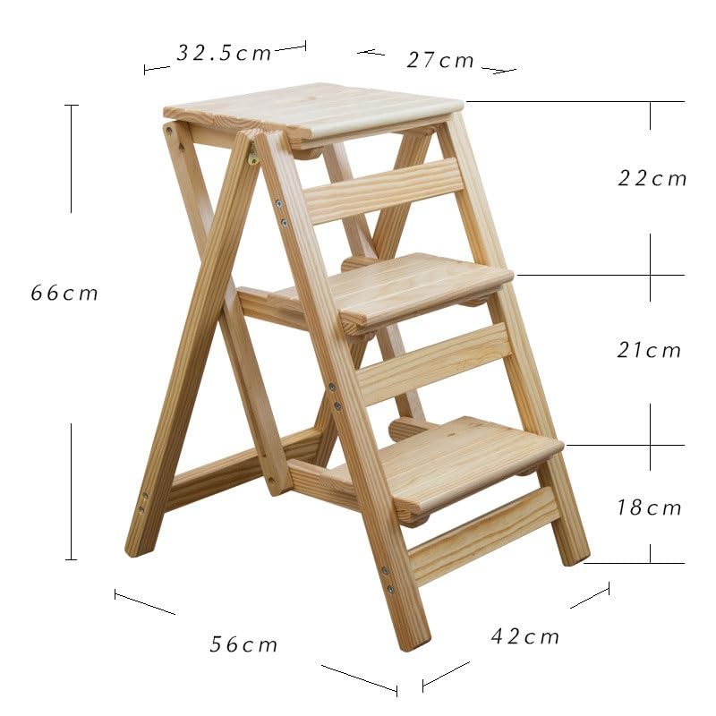 Taburete plegable de tres niveles multifuncional de madera 3