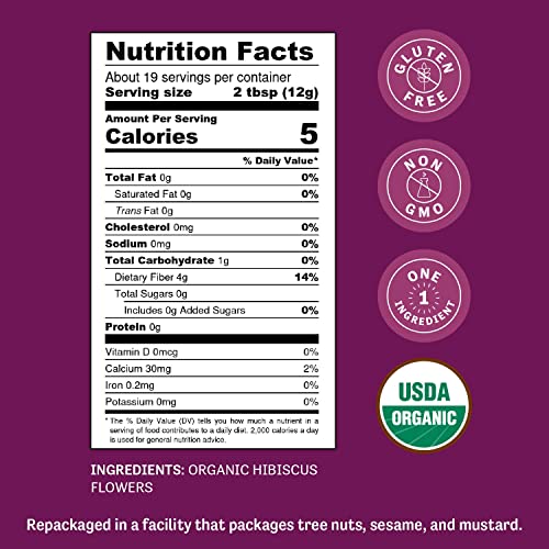 Judee's Organic Hibiscus Flowers 8 Oz - Non-Gmo - Gluten-Free And Keto-Friendly - Add To Tea And Beverages - Great For Decorating Baked Goods And Dishes #TOP2