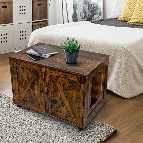 Steauty Litter Box Enclosure, Cat Litter Box Furniture Hidden,Wooden Cat Washroom With Divider,Large Enough For Most Of Orange Cat #TOP5