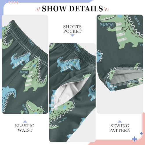 ZZXXB Dinosaur Running Boys Long Pants Soft Trousers Elastic Waist Kids Lounge Bottoms with Pockets S-XL4