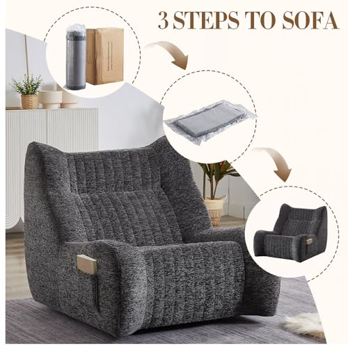 Sillón Plegable Chenille Gris miniatura 5