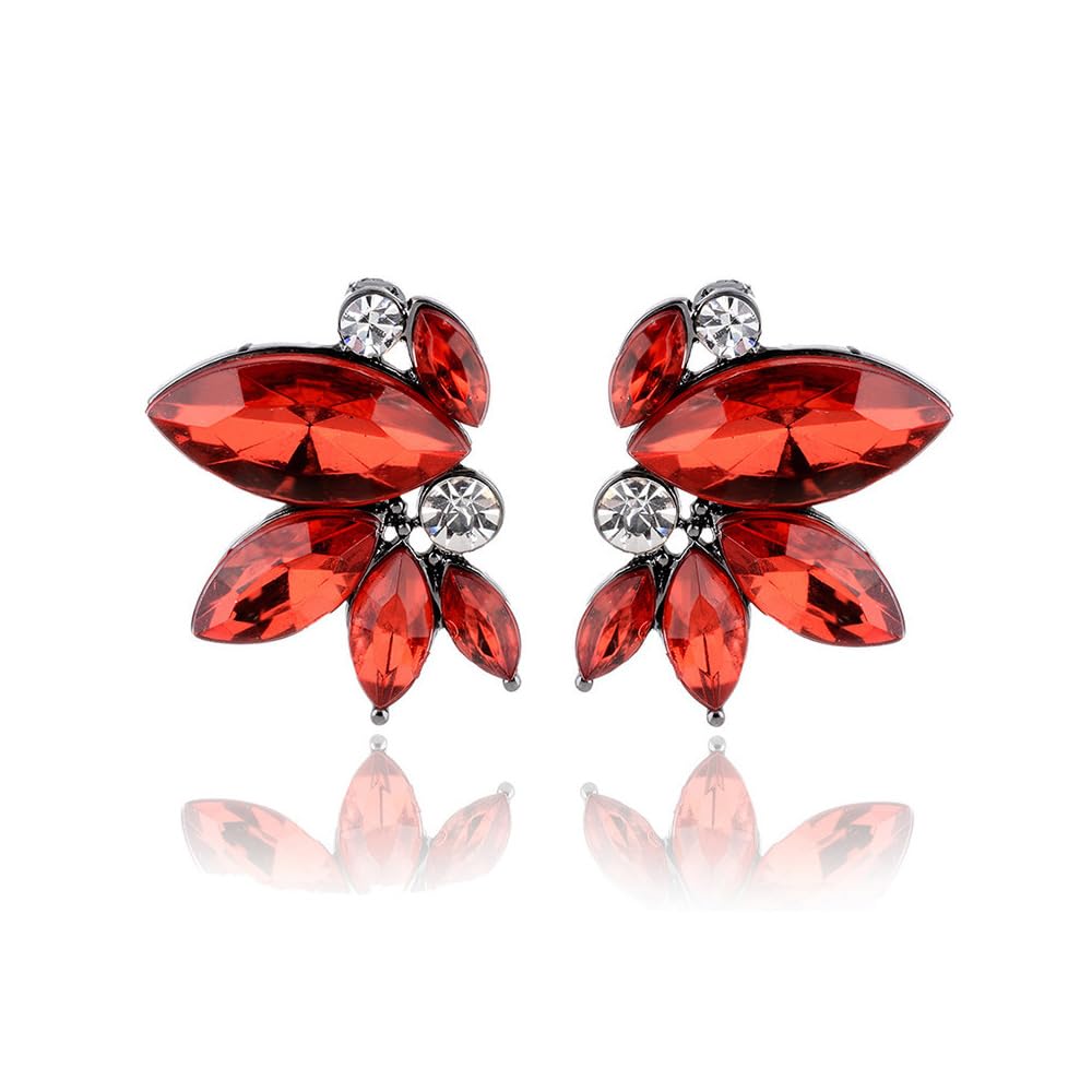 FDEETY Pendientes para Mujer Forma de Marquesa Flor de Cristal Pendientes Cristal Nupcial de Boda Fiesta Pendientes Bisutería