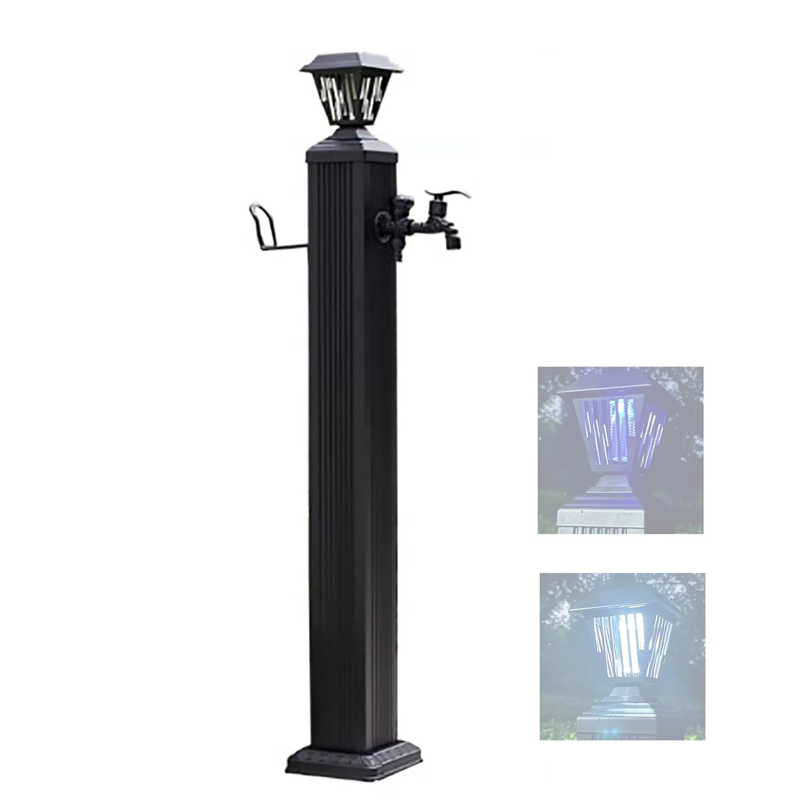 BHGFYXBS Outdoor Garden Water Column With Solar Led Light, Freestanding Hose Stand Faucet, Landscape Decor Water Tap, Freeze-Proof Irrigation Post,size_name-114cm/45in