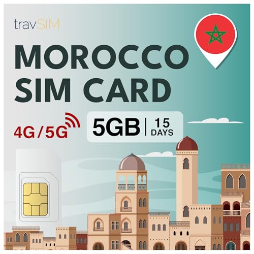 travSIM Tarjeta SIM Marruecos | 15 días – 5GB de Datos | Datos de Alta Velocidad 5G/4G | Acceso Ilimitado a Google, Facebook, Whatsapp, Instagram y más