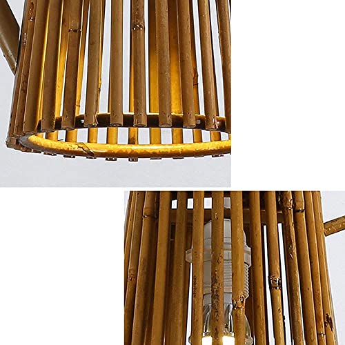 Lámpara colgante de bambú E27 de madera con pantalla tejida para cocina 6