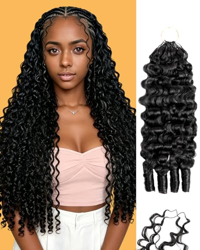 ISHOW Burmese Curly Crochet Human Hair 55g 40 Strands 16 Inch Miracle Knots Hair PreLooped Natural Black Real Feather Crochet Hair Bundles for Black Women Soft Curly PreStretched 1B