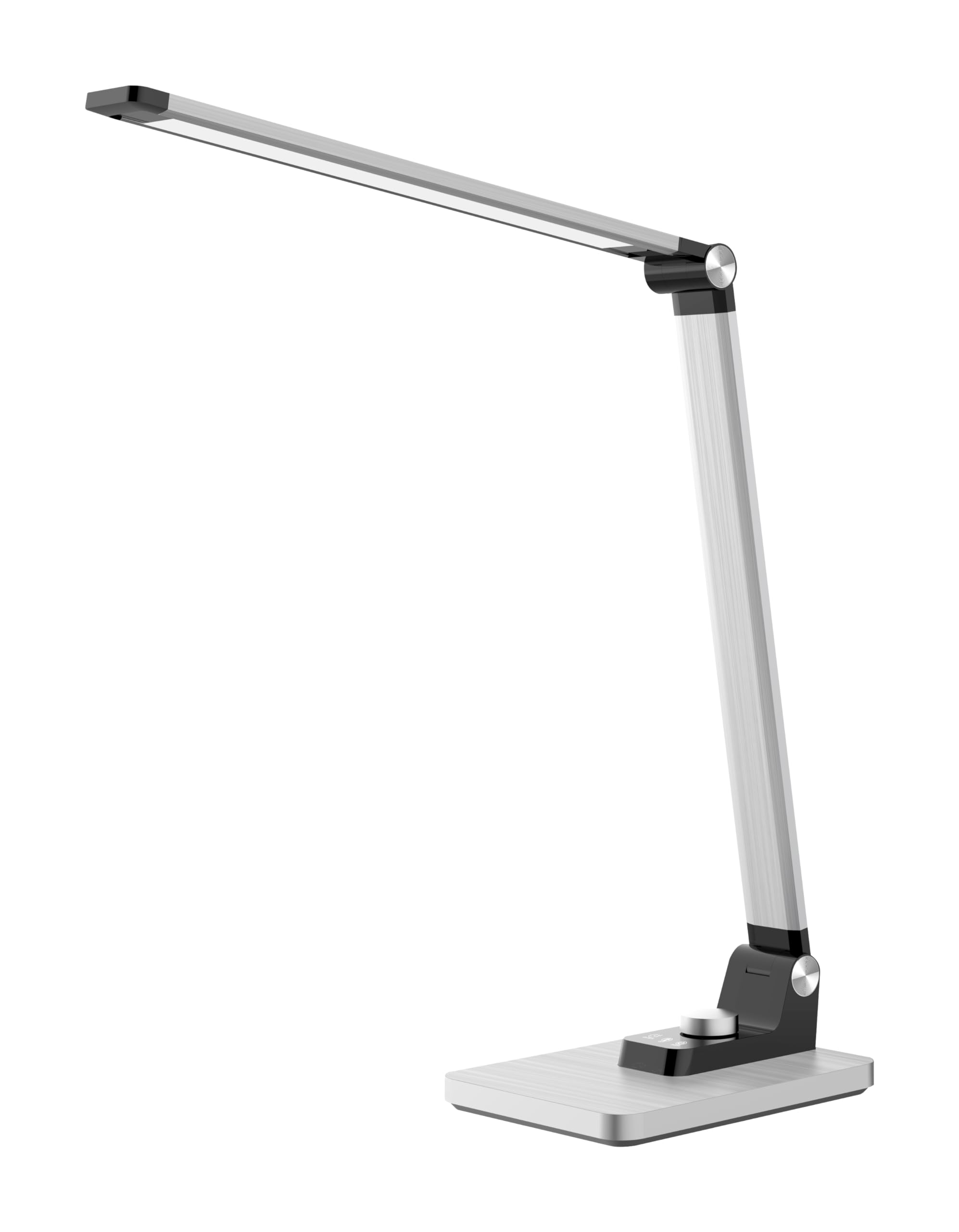 Hansa LED Tischleuchte Breeze silber gebürstet, stufenlos dimmbar, 3 Farbtemperaturen, 3000-5800 Kelvin, Memory-Funktion, Abschaltfunktion, Drehknopf