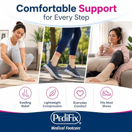 Image of Pedifix Compression Ankle Sleeve for Foot and Ankle Support, Beige,XLarge
