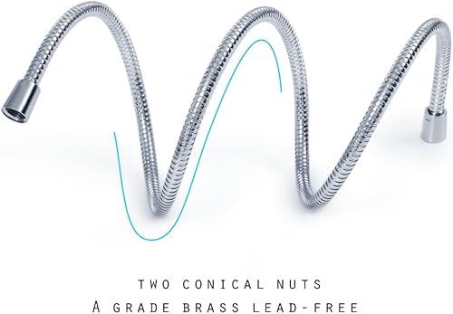 Miniatura 9 de Manguera de ducha de 72 pulgadas, manguera de ducha de mano extra larga de acero inoxidable 304 con accesorio de latón (72 pulgadas, acero