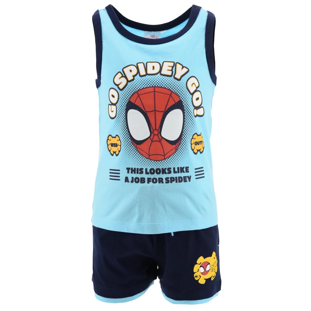 SUN CITY Spidey Completo Bambino Estivo in Cotone con Canotta e Bermuda Marvel Outfit Spidey Casual