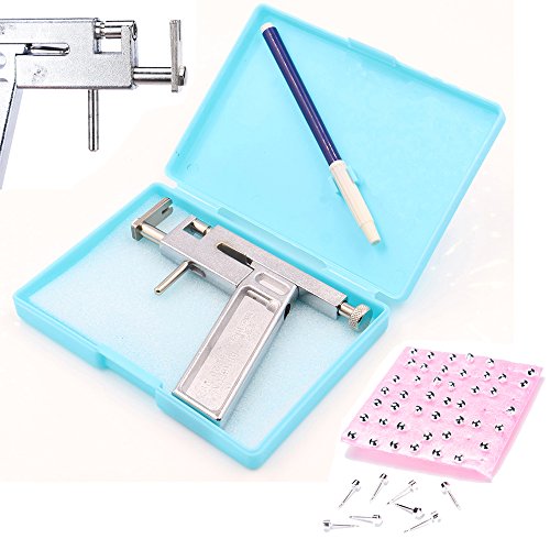 Nose Ear Lip Piercing Gun - CINRA Body Ring Piercing Gun Professional Steel Ear Eyes Lips Nose Navel with 49 Pair Studs Set