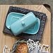 Now Designs Stoneware Rectangle Butter Dish with Lid Eggshell, 4.5 x 8 in