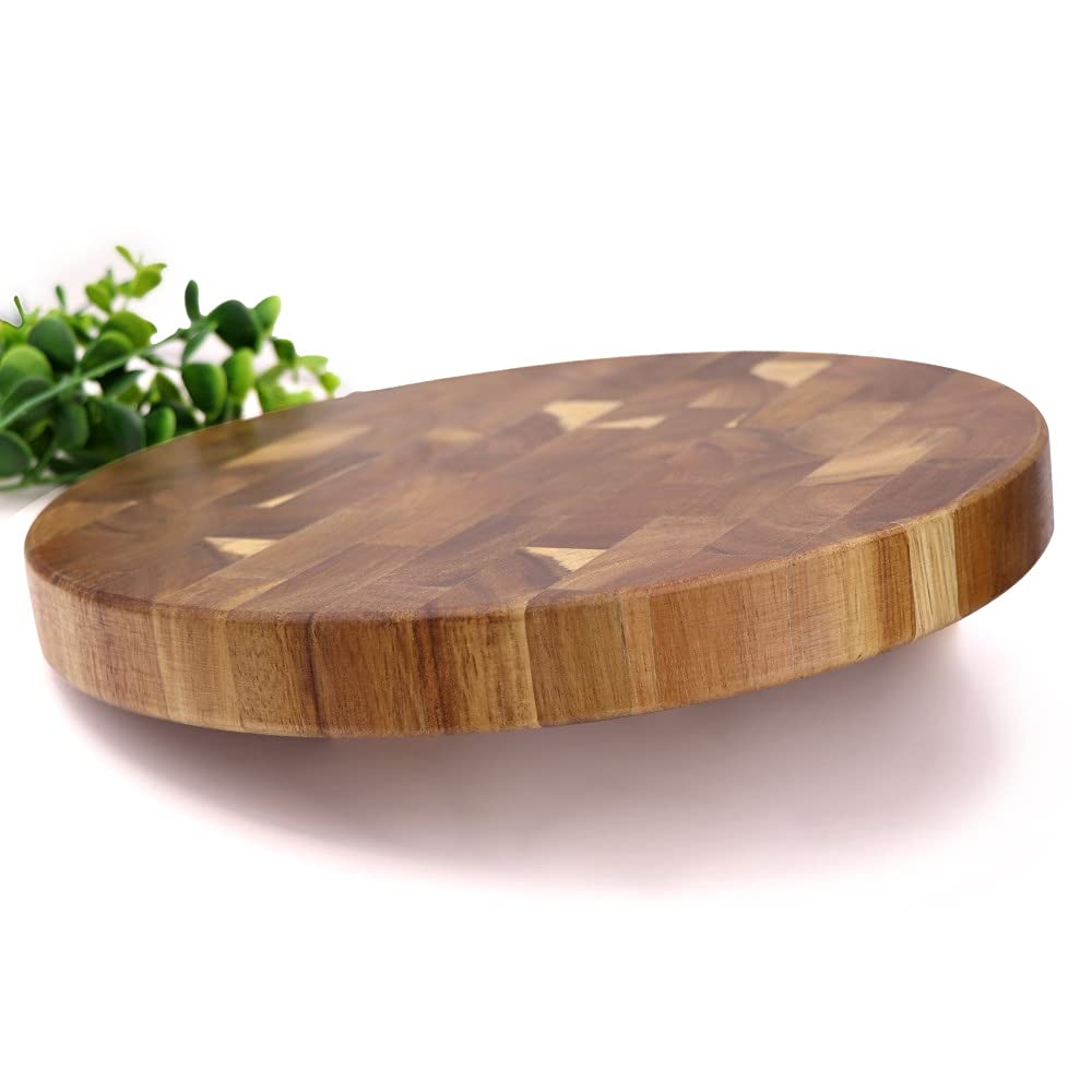 Tabla de Cortar Cocina,Tablas de cortar de madera, bloque de carnicero, tabla gruesa de madera para cortar carne, tabla redonda para servir queso, tabla para picar 11,8x1,25"