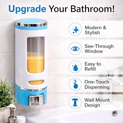 Image of soap Dispenser Wall Mounted for Bathroom | Wash Basin | Liquid Sanitizer Shower Gel Dish Wash Soap Dispenser for Bathroom Kitchen 400Ml