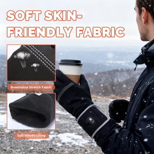 SAVIOR HEAT Bluetooth Heated Glove Liners for Men & Women, Thin Rechargeable Gloves with 3 Heat Levels, Touchscreen Thermal Hand Warmers for Skiing, Hiking & Cycling (Black-LYBH06, X-Small/Small) by SAVIOR HEAT - Image 9