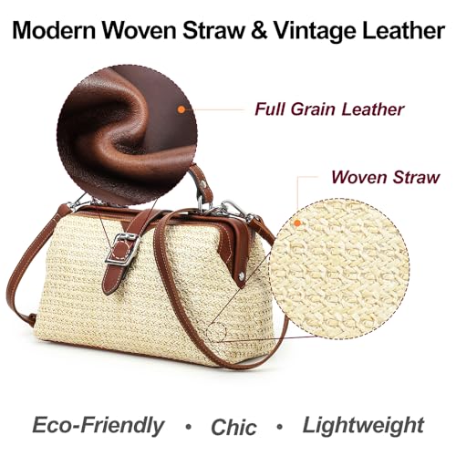 Image of CONTACTS Full Grain Leather Doctor Purse Bag for Women Top Handle Bag Vintage Handbag Shoulder Bag