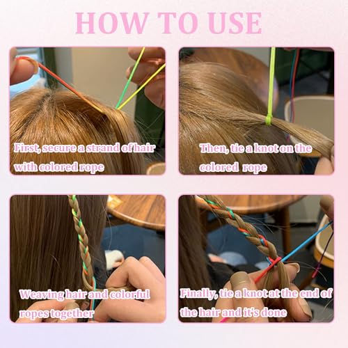 KEYRI 70 PCS Hair Braids for Kids Colorful Wrap String Rainbow Extensions Color Rope Band Braiding DIY Ponytail Styling Accessories for Girls Women (Gradient Color) - Image 3