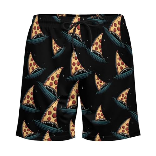 Funny Pizza Shark Mens Swim Trunks Swimming Board Shorts with Compression Liner Summer Beach Bottom3