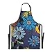 485 Damskie fartuchy niebieski kwiat w stylu vintage grill fartuch uroczy fartuch kuchenny zabawny fartuch do grillowania do domu dziadka Boże Narodzenie
