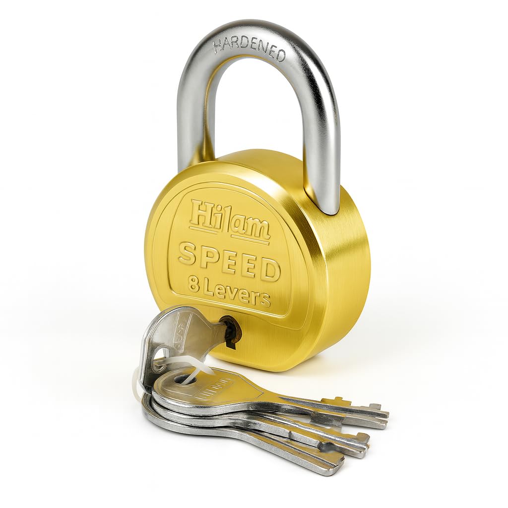 Smart Push Padlock and keys for Home Main Door and Gate, Size 68 MM| Heavy Duty Iron Security Pad locks with 4 Keys | Tala Chabi lock for Home | Strong Durable padlocks, Double locking system 8 Levers-image-3