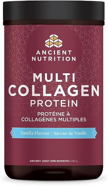 Ancient Nutrition Multi Collagen Protein Powder - Vanilla, Formulated by Dr. Josh Axe, 4 Sources, 5 Types of Collagen, 242 Grams