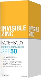 Invisible Zinc SPF50 Face and Body Sunscreen, 75g