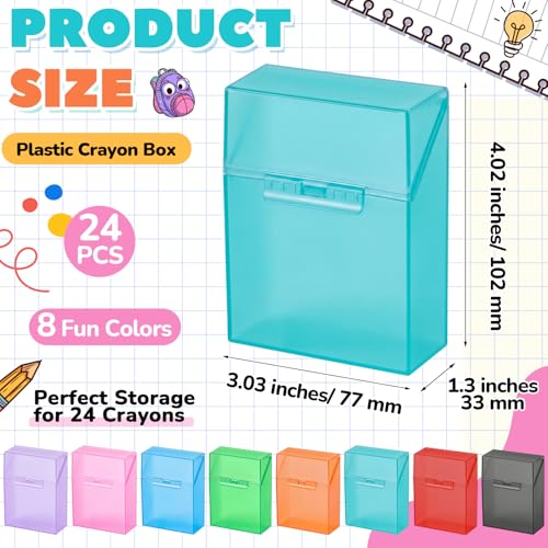 Image of Clabby 24 Pcs Clear Plastic Crayon Boxes Hold 24 Count, Colorful