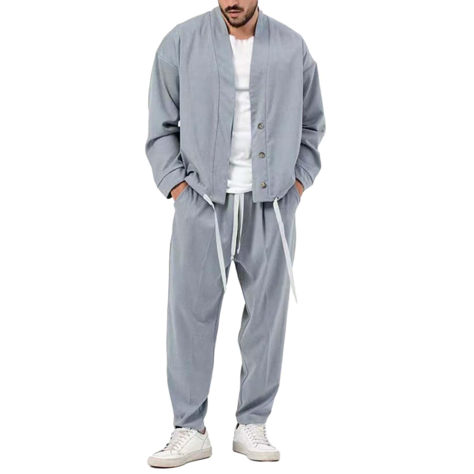 Conjunto de Chándal Hombre Con Sudadera Cardigan, Pantalones De Jogging | Chándal Hombre Conjunto Cárdigan Top de Manga Larga y Pantalones de Correr con Cintura Elastica Running