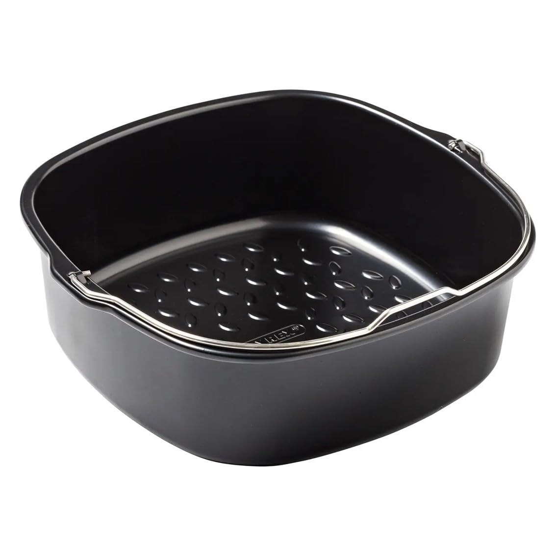 PYREX, Airfryer Metal, Round Oven Dish, 22 x 21 x 7.5 cm, Baking Basket with Handle, Non-Stick Carbon Steel, Homogeneous Baking, Oven, Freezer and Dishwasher Safe