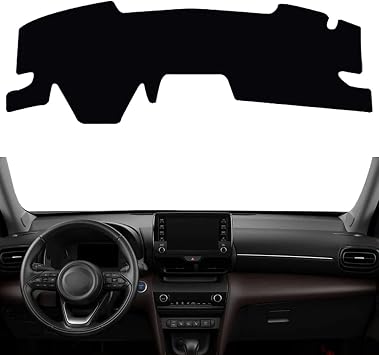 Dashboard Mat - Premium Polyester Fiber, Non-Slip Heat Resistant Dash Cover Protector Compatible with Toyota Yaris Cross XP210 2021-2023, All Black