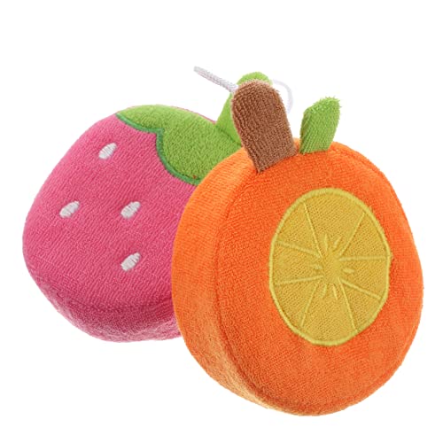 OSOLADY 2Pcs Fruit Bathing Sponge Balls for Cute Strawberry Shower Scrubbers Bath Supplies for Daily Bathing and