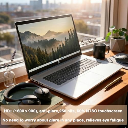 Image of HP 17.3 inch Laptop Computer for Business & Home, Anti-Glare Touchscreen Laptop with AMD Ryzen 5 7430U Processor, 8GB DDR4, 128GB SSD, Backlit Keyboard, Fingerprint Reader, Webcam, Windows 11 Home, Black