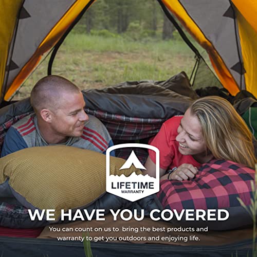 Teton Sports Celsius Mammoth Double Sleeping Bag - 0° & 20° Degree Options - Taffeta Queen-Sized Cold-Weather With Full-Length Zippers - 2-Person Camping Accessory For Car & Tent Campers, 20°F, Gray #TOP5