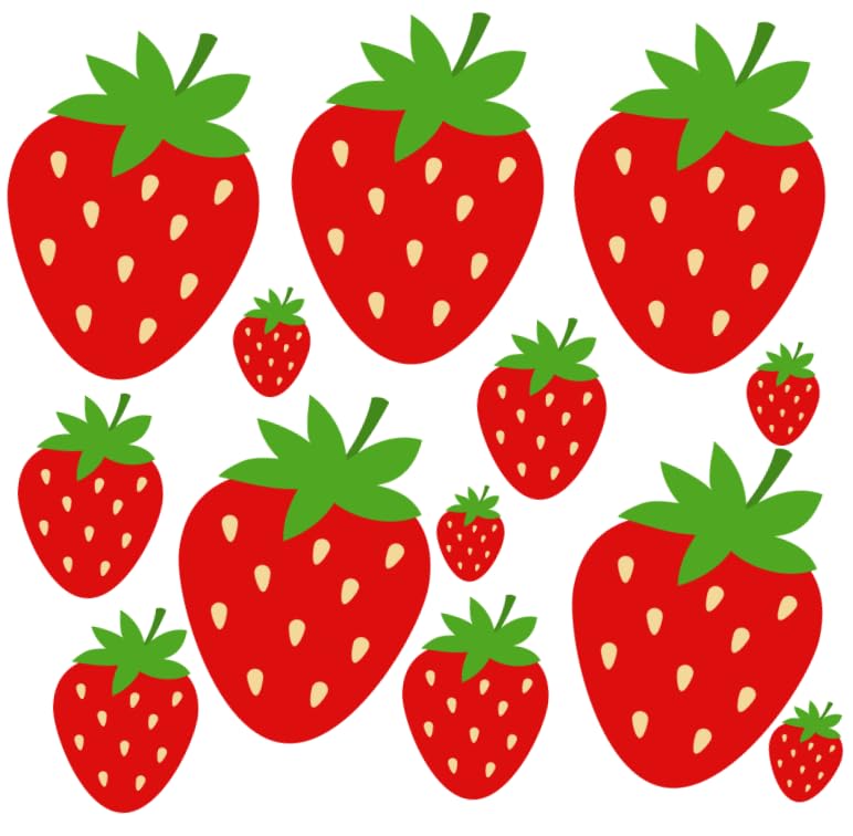 4 Sheets Large Strawberry Decals for Backdrop,Cups,Glass,Strawberry Wall Decals Peel and Stick,Cute Strawberry Wall Stickers for Kitchen,Stawberry Stickers Wall Decal
