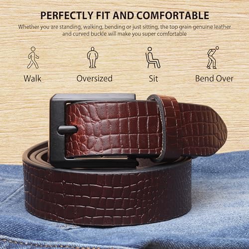 Image of HAYES LONDON Belts for Men Leather Original, Formal & Casual Leather Belt with Solid Metal Curved Buckle