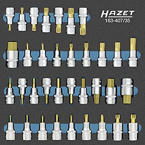 HAZET 163-407/35 Internal Serration Profile XZN Ribe-CV Spline Screwdriver Socket Set - CVD-Tin Coated