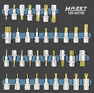 HAZET 163-407/35 Internal Serration Profile XZN Ribe-CV Spline Screwdriver Socket Set - CVD-Tin Coated