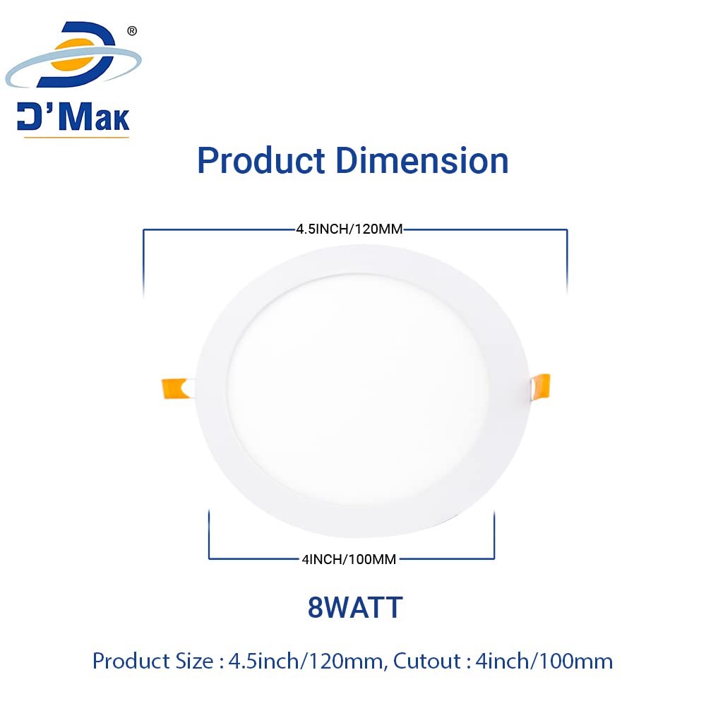 D'Mak 8 Watts LED Round False Ceiling Recessed Panel Light for POP (Warm White/Yellow,Aluminium). 2