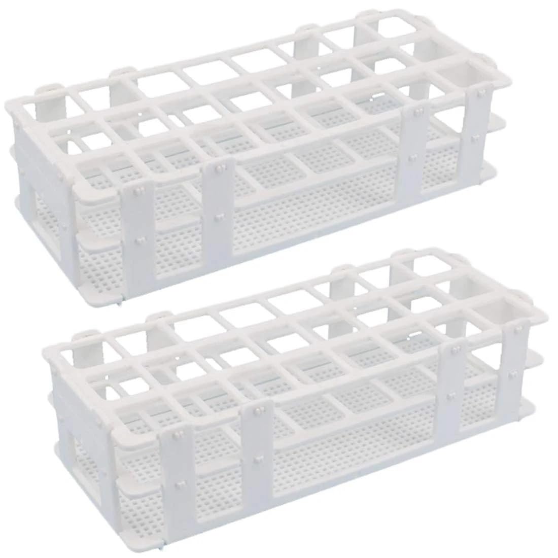 DUBTEDHOU Acrylic Test Tube Rack, White Detachable Test Tube Rack, 24 Holes 25mm, 2Pcs