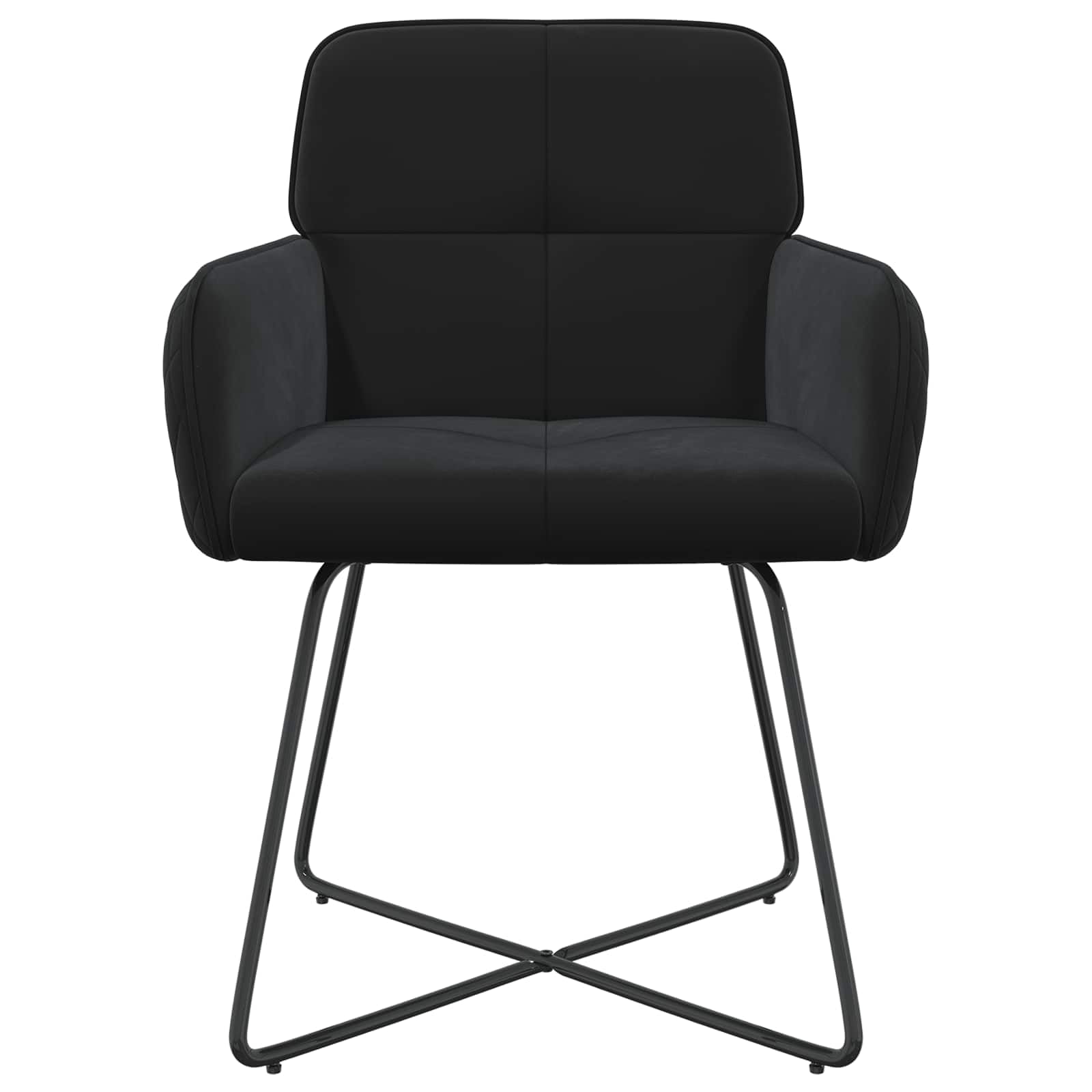 Lot de 6 chaises de salle à manger en velours noir - 59 x 56,5 x 86 cm - Rembourrées avec cadre en métal - Dossier incliné ergonomique - Pour cuisine, salon, chambre d'amis, restaurant