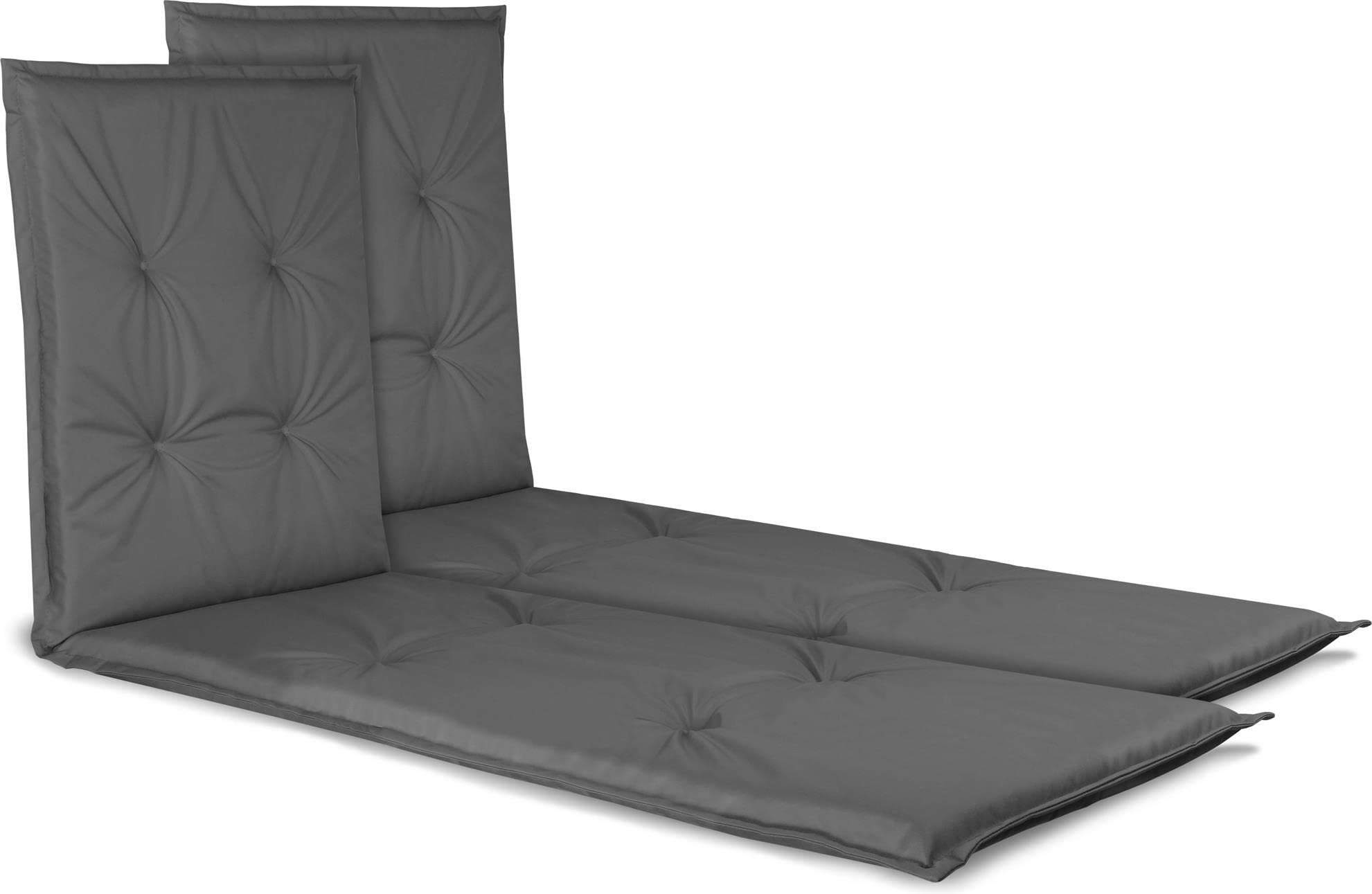 normani 2 Auflagen Gartenliegen Sonnenliegen Auflage - 2er Set Strandliege Polsterauflage mit weicher und langlebiger Füllung aus wasserdichtem Material Anthrazit 195 x 55 x 6 cm