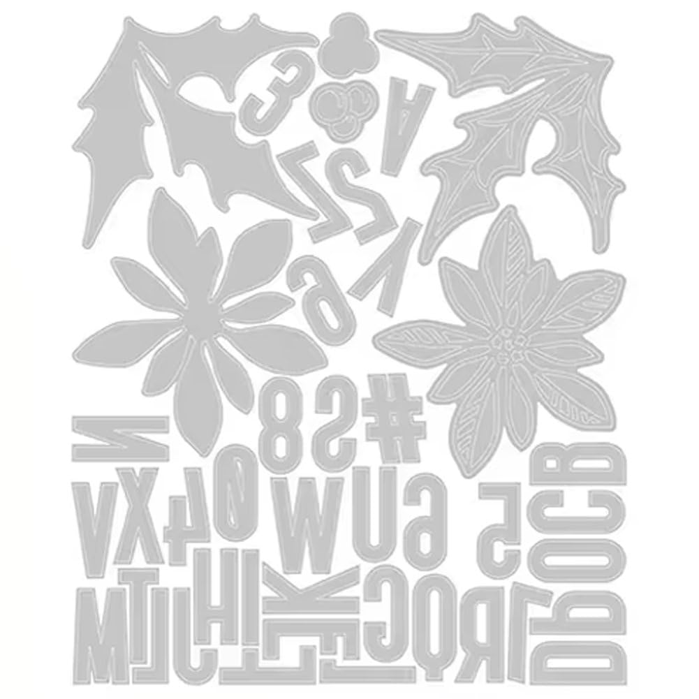 Wykrojniki świąteczne z cyframi i literami, zimowe łyżwiarstwo, wycinane do scrapbookingu i rzemiosła.