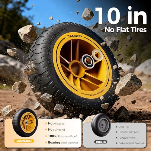 Image of CAMMOO 10-in NO-Flat Tires 900lb Garden Dump Cart Wheelbarrow Garden Wagon
