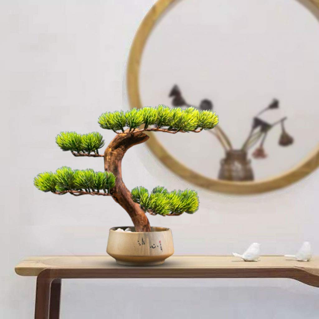 Artificielle Bonsaï Nouvelle simulation chinoise Petite Yiningbin Pine Arbre Simulation Tree Jardin d'extérieur Accueil Décoration de bureau Faux Plante Potouche Simulation Arbre Bonsaï Plante Artific