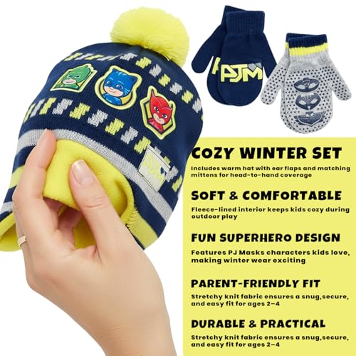 Image of PJ Masks Winter Hat and 2 Pair of Gloves or Mittens Set (Age 2-7)
