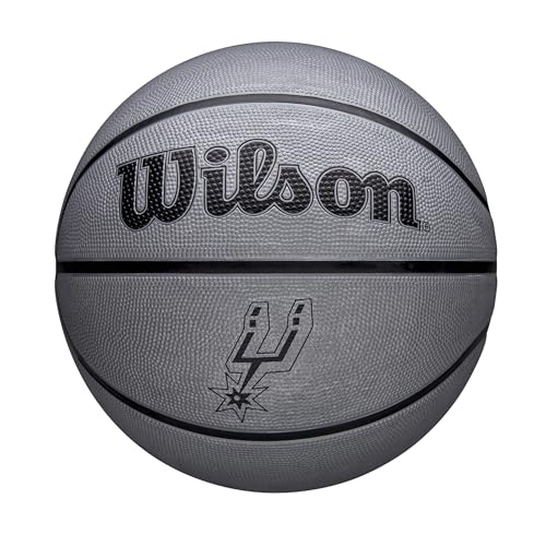 Wilson NBA Team Tribute Solid Basketball, Mit Pro-Nähten, Luftstabilität und Performance-Außenhülle, Für das Spiel im Freien, Material für alle Oberflächen, Team: Los Angeles Lakers, Gelb, Größe 5
