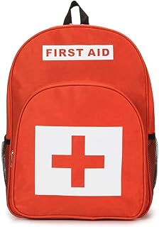 First Aid Bag, Jipemtra First Aid Backpack Empty Medical Storage Bag Portable Medicine Multi-layer Outdoor Travel Rescue Bag Empty Pouch Tote Small First Responder for Camping Hiking Trekking Sport Home Health Car (Orange)